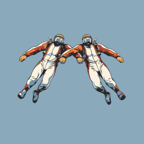 Astronaut flying in space. Vector illustration of astronaut in s