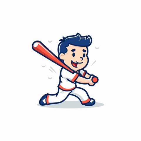 Baseball Player Cartoon Mascot Character Design Vector Illustrat