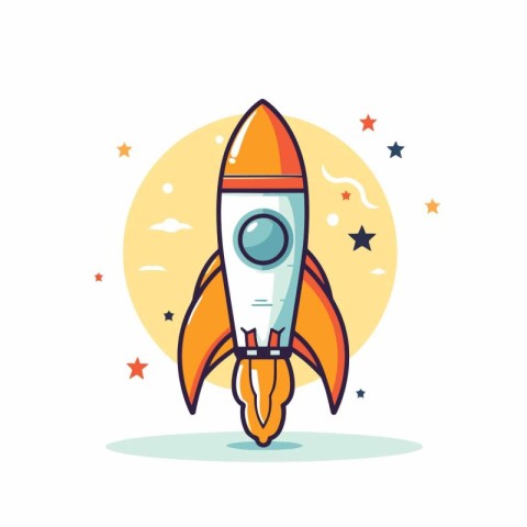 Rocket icon in flat design style. Vector illustration of start u