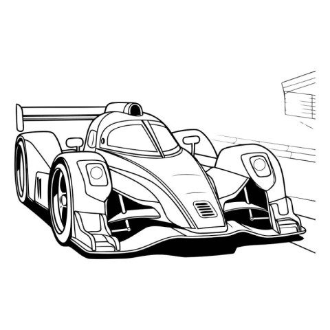 Sketch of a racing car. Vector illustration on white background.