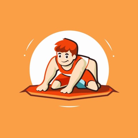 Man surfing. Vector illustration of a man surfing on an orange b