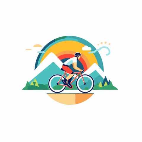 Cycling vector logo design template. Cyclist in helmet and helme