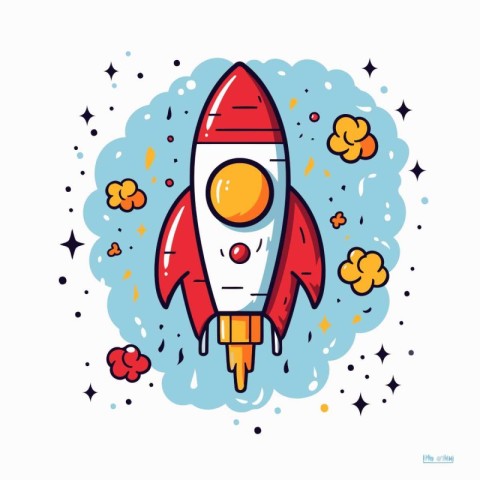 Rocket doodle icon. Hand drawn vector illustration for web and p