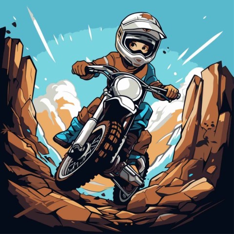 Vector illustration of a motorcyclist riding a motorcycle in the