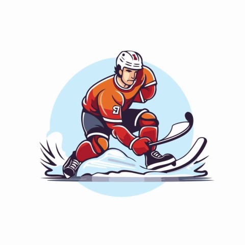 Ice hockey player vector illustration. Ice hockey player on the