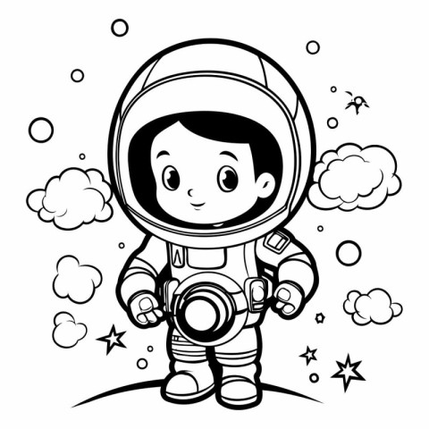 astronaut boy with space suit cartoon icon vector illustration g