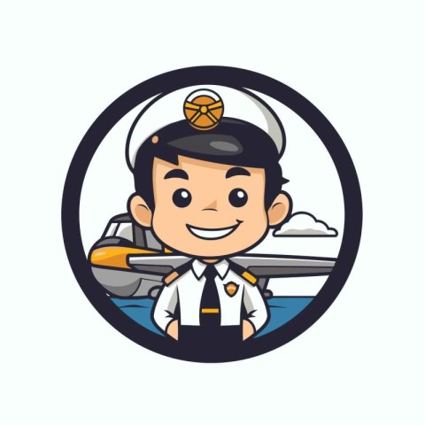 Airplane pilot cartoon vector illustration. Airplane pilot icon