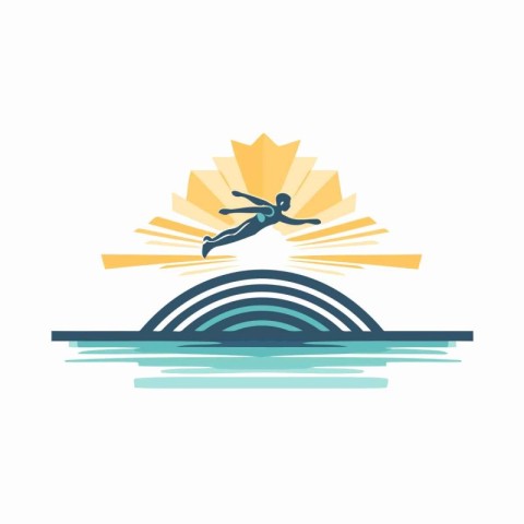 Surfing logo vector template. Surfer on the waves. Vector illust