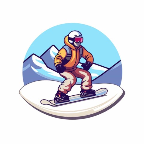 Snowboarder. Snowboarder on snowboard. Vector illustration.