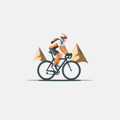 Cyclist riding a mountain bike. Flat style vector illustration.