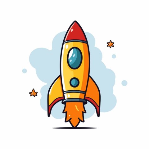 Rocket icon. Vector illustration. Flat design. Isolated on white