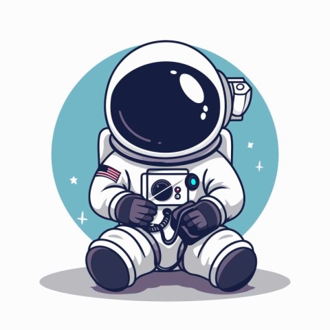 Astronaut on white background. Vector illustration in cartoon st