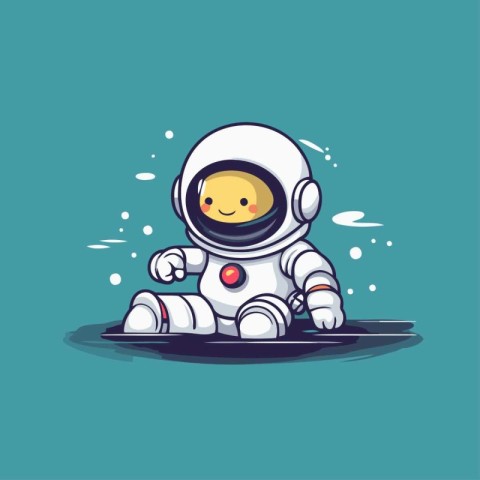 Astronaut in space suit. Cute cartoon character. Vector illustra