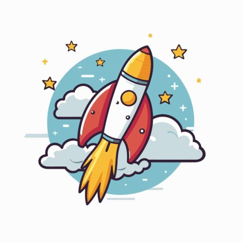 Rocket icon on white background. Flat design. Vector illustratio