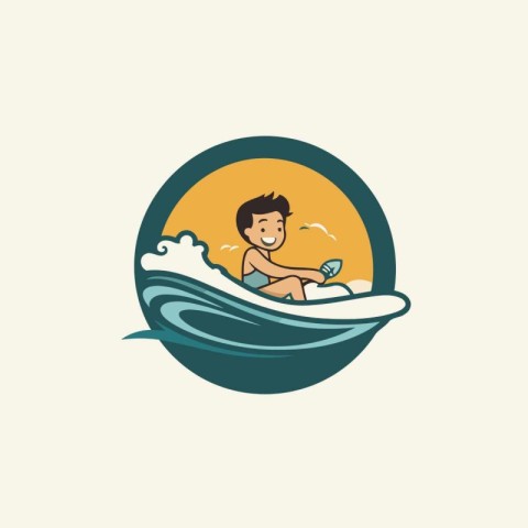 Surfing logo design. Surfer on the waves. Vector illustration