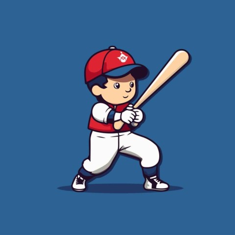 Baseball Player Cartoon Mascot Character. Vector Illustration.