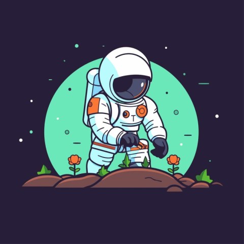 Astronaut in outer space. Vector illustration. flat design.