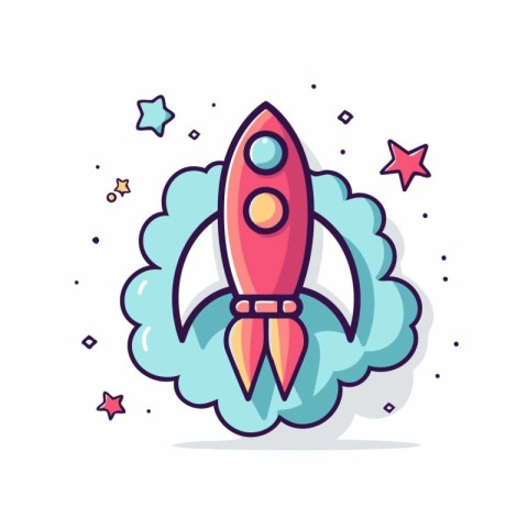 Rocket icon on white background. Vector illustration. Flat desig