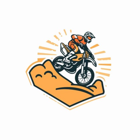 Motocross rider on the track. Vector illustration in retro style