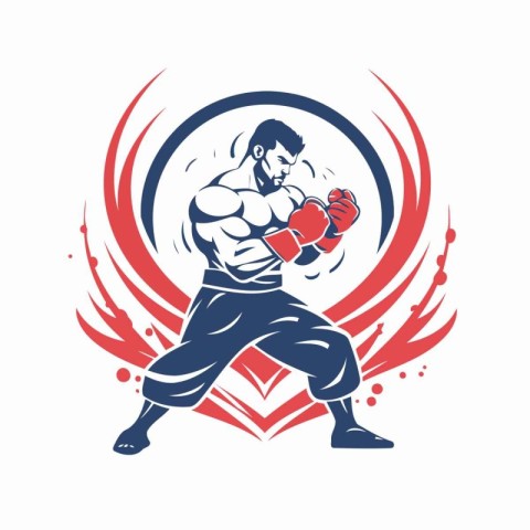 Boxing vector logo. emblem. badge or label template with a fight