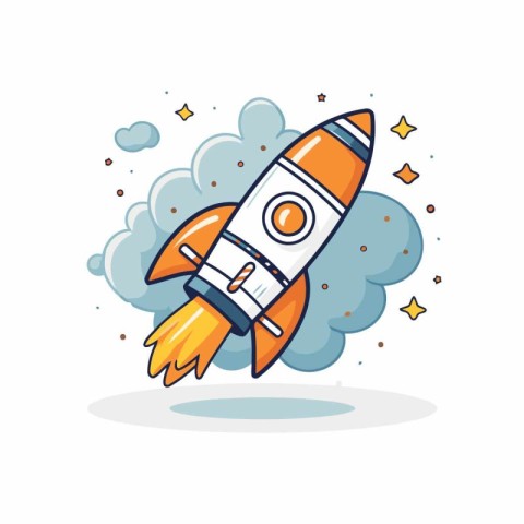 Rocket icon on white background. Vector illustration. Flat desig