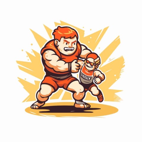 Mascot illustration of a strong man with a wrench in his hand