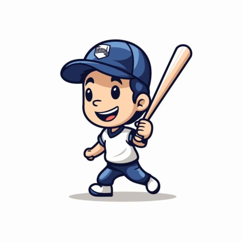 Baseball Player Cartoon Mascot Character Design Vector Illustrat