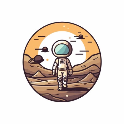 Astronaut in the outer space. Vector illustration in cartoon sty