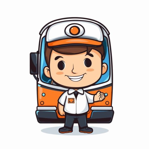 Helicopter pilot character on white background. Cute cartoon vec