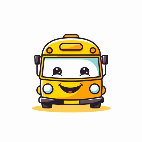 Cute school bus character. Cute cartoon style vector illustratio