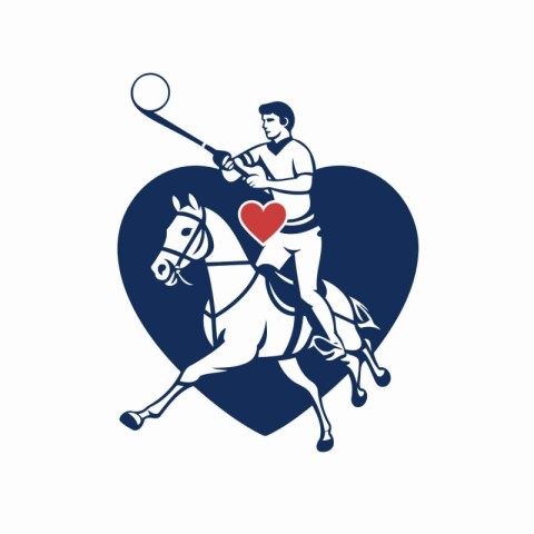 Illustration of a polo player with a ball and heart in the backg