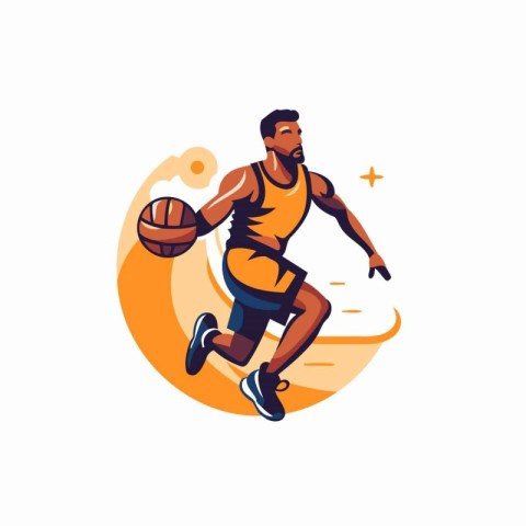 Basketball player. Vector illustration in a flat style on a whit