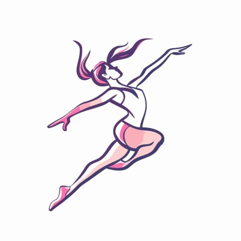 Ballerina in a jump. Vector illustration isolated on white backg