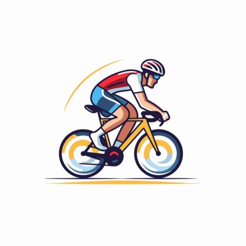 Cyclist vector icon. Cyclist riding on road bicycle. Sport and h