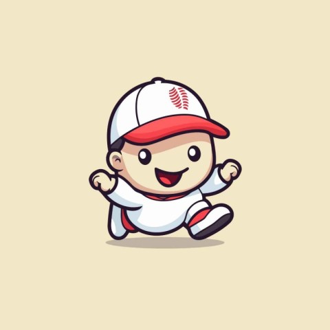 Cute baseball player cartoon mascot vector design. Cute baseball