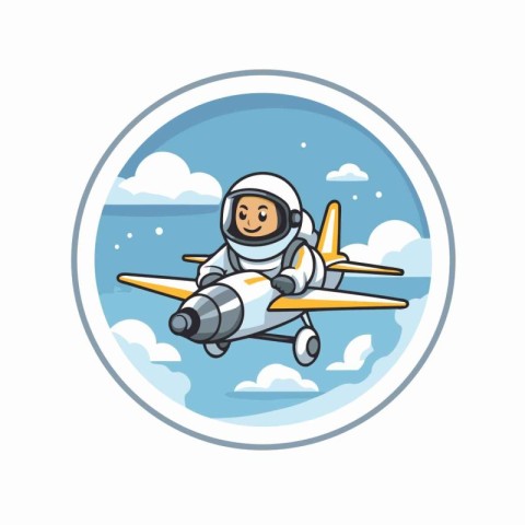 Astronaut in space suit flying in the sky. Vector illustration.