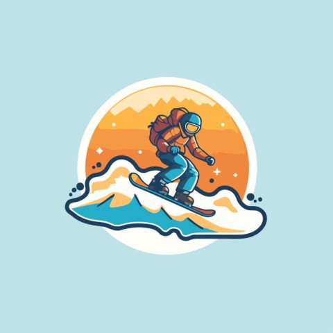 Snowboarder logo design. Vector illustration of a snowboarder on