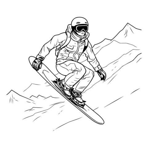 Snowboarder in action. sketch for your design. Vector illustrati