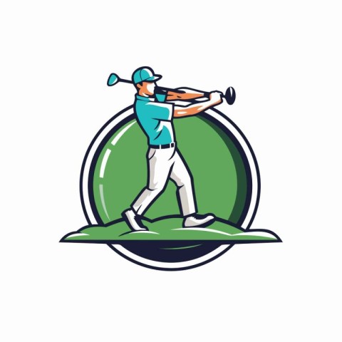 Golf club logo. Vector illustration of a golfer playing golf