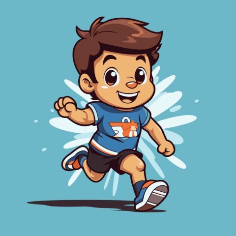 Running boy. Vector illustration of a cartoon running boy isolat