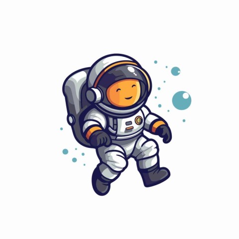 Astronaut cartoon character. Vector illustration on white backgr