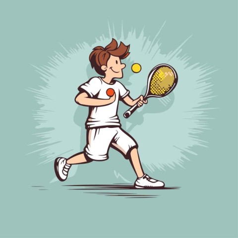 Tennis player. Vector illustration of a tennis player in action.