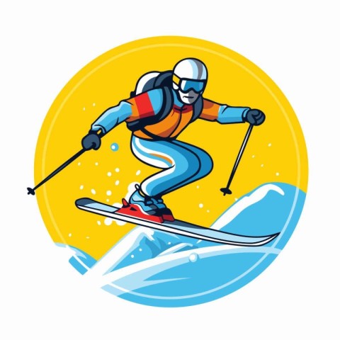 Skiing vector icon. Cartoon illustration of skiing vector icon f