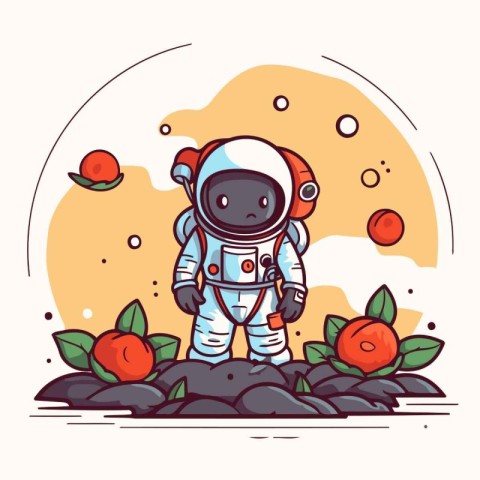 Astronaut in outer space. Vector illustration in cartoon style.