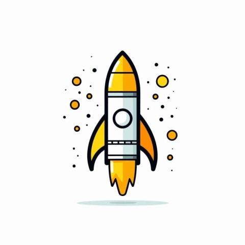 Rocket icon in flat style. Startup vector illustration on white