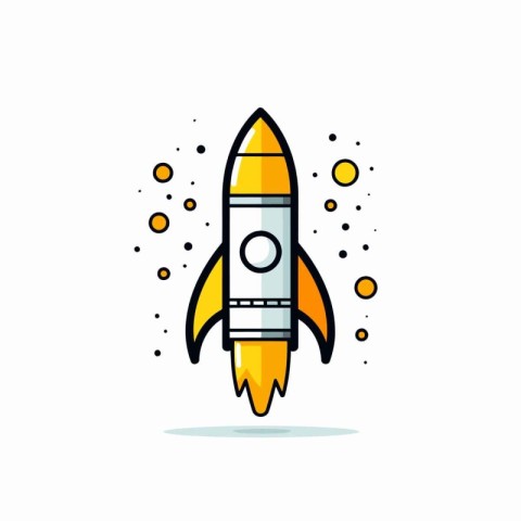 Rocket icon in flat style. Startup vector illustration on white