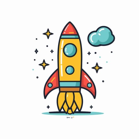 Rocket icon. Vector illustration. Flat design style. Isolated on