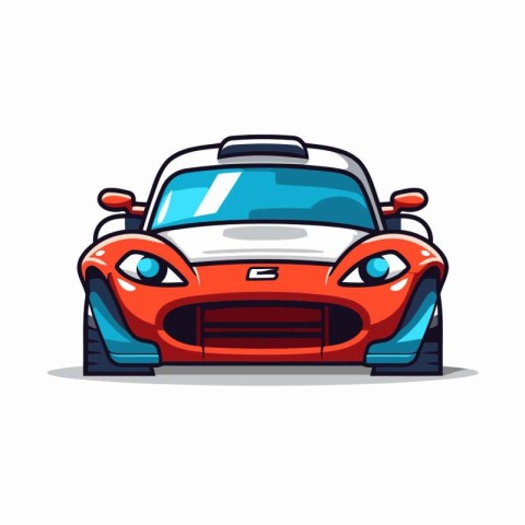 Red sports car on a white background. Vector illustration in car