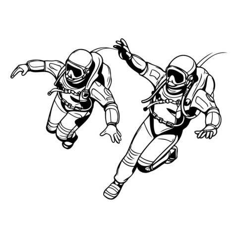 Astronaut. spaceman. spaceman. Black and white vector illustrati