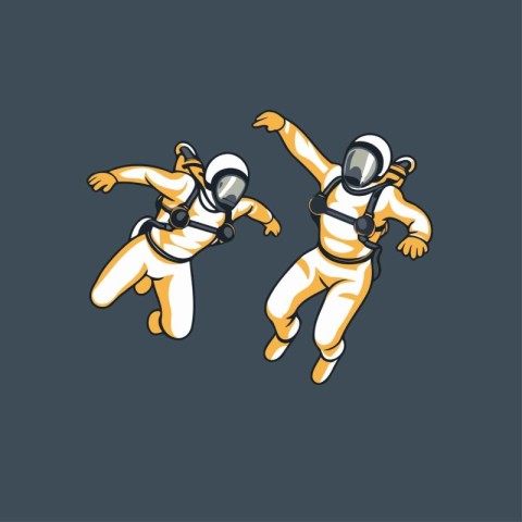 Astronaut and spaceman in spacesuit. Vector illustration.